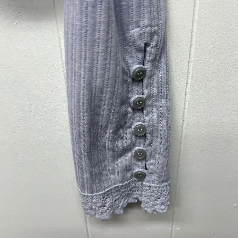 Free People Linen Blend Bohemian Cropped Lavender Women's Boxy Top Size Large